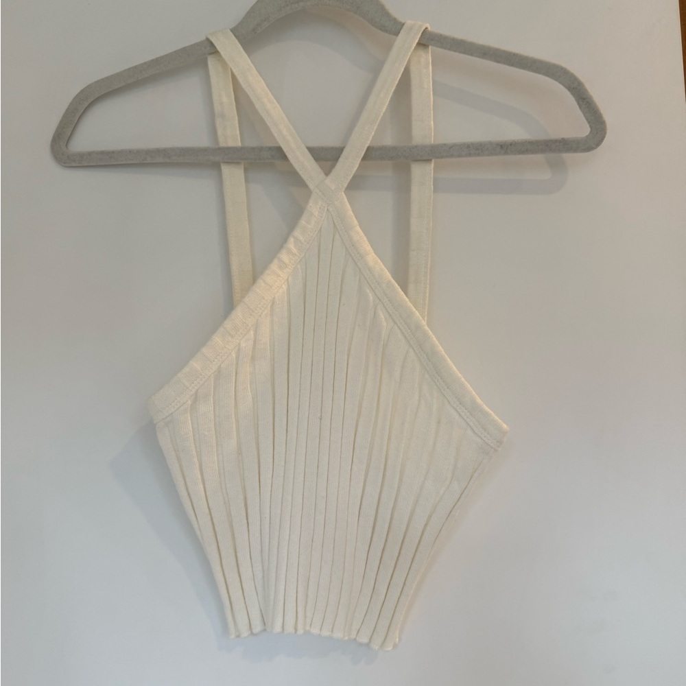 Zara cream cross halter tank